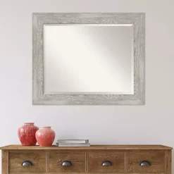 Kirklands Home Dove Gray Scoop Frame Beveled Mirror, 34x28 in. Online