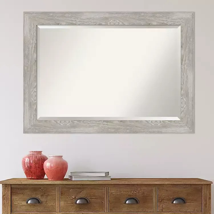 Kirklands Home Dove Gray Scoop Frame Beveled Mirror, 42x30 in. Online