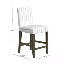 Kirklands Home Dove Gray Striped Upholstered Bar Stool Outlet