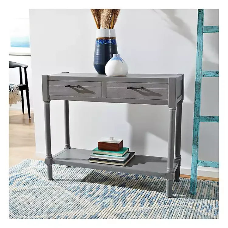 Kirklands Home Dove Turned Leg Rustic Console Table Gray