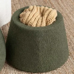 Kirklands Home Drak Boucle Mushroom Storage Ottoman Green Online