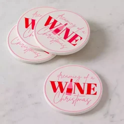 Kirklands Home Dreaming of a Wine Christmas Coasters, Set of 4 Best