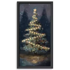 Christmas Art & Wall Decor>Kirklands Home Dreamy Christmas Tree Framed Canvas Art, 12x22 in.