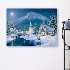 Christmas Art & Wall Decor>Kirklands Home Dreamy Christmas Village Canvas Art Print Blue