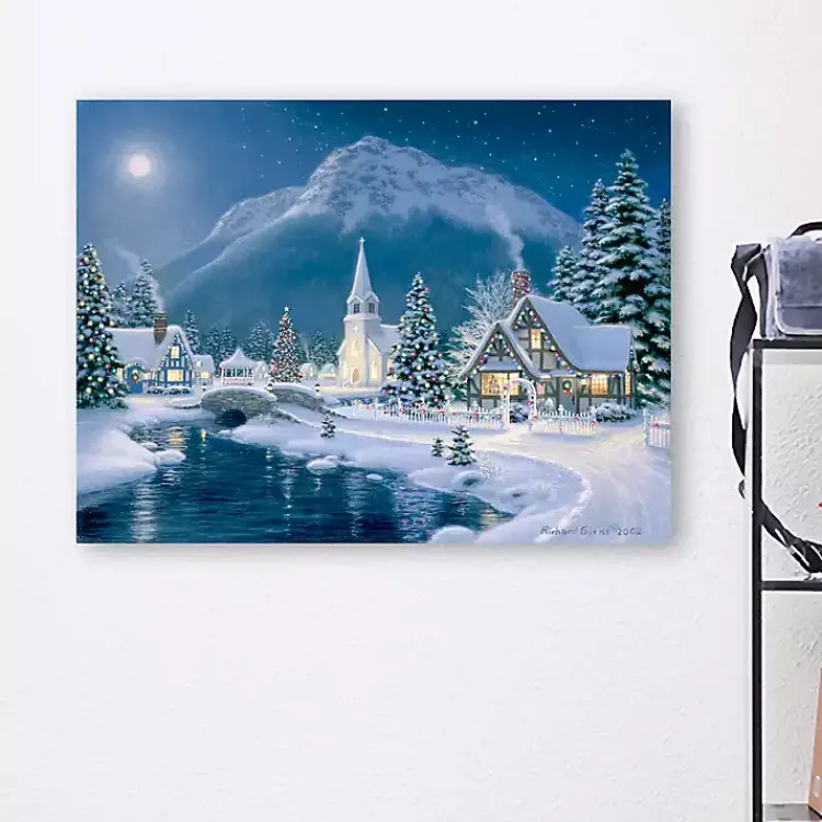 Christmas Art & Wall Decor>Kirklands Home Dreamy Christmas Village Canvas Art Print Blue