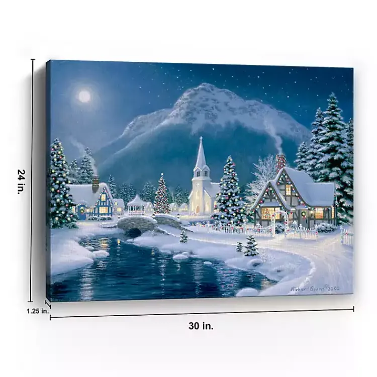 Christmas Art & Wall Decor>Kirklands Home Dreamy Christmas Village Canvas Art Print Blue