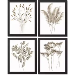 Kirklands Home Dried Florals 4-pc. Framed Canvas Art Print Set White New