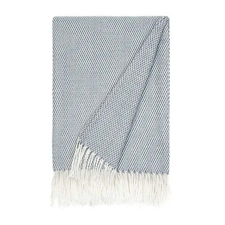 Blankets & Throws>Kirklands Home Dusk Herringbone Throw with Fringe Blue