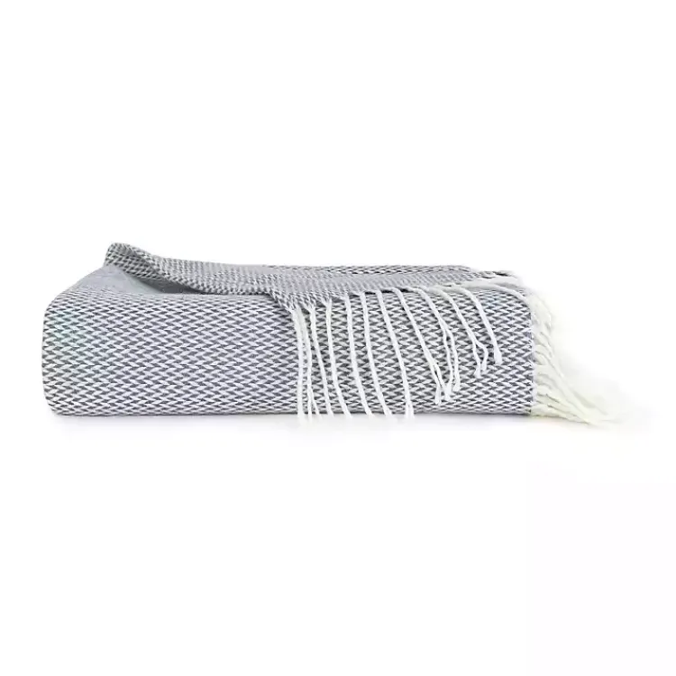 Blankets & Throws>Kirklands Home Dusk Herringbone Throw with Fringe Blue