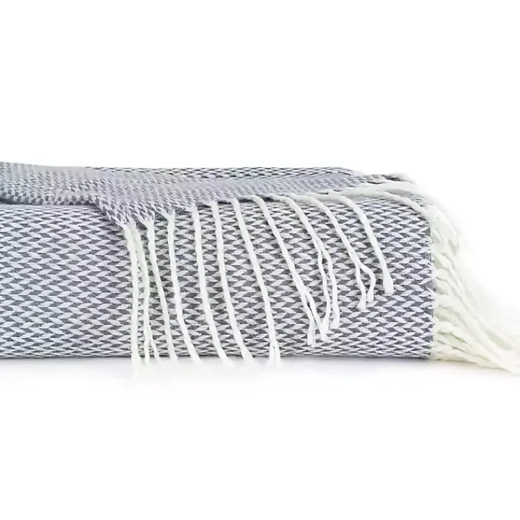 Blankets & Throws>Kirklands Home Dusk Herringbone Throw with Fringe Blue
