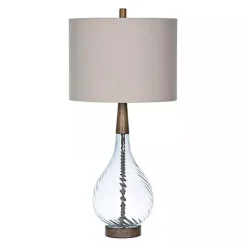 Kirklands Home Dusty Gray Blue Nora Glass Table Lamp Ivory New