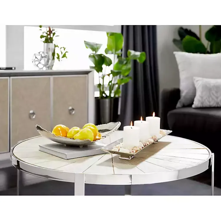 Decorative Trays>Kirklands Home Earthy Abstract Cracked Decorative Tray Silver