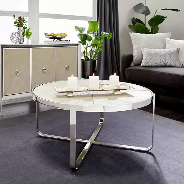 Decorative Trays>Kirklands Home Earthy Abstract Cracked Decorative Tray Silver