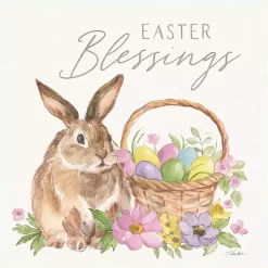 Easter Decorations>Kirklands Home Easter Blessings Bunny Framed Canvas Art Print Multi