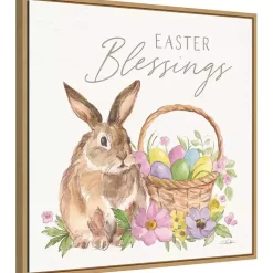 Easter Decorations>Kirklands Home Easter Blessings Bunny Framed Canvas Art Print Multi