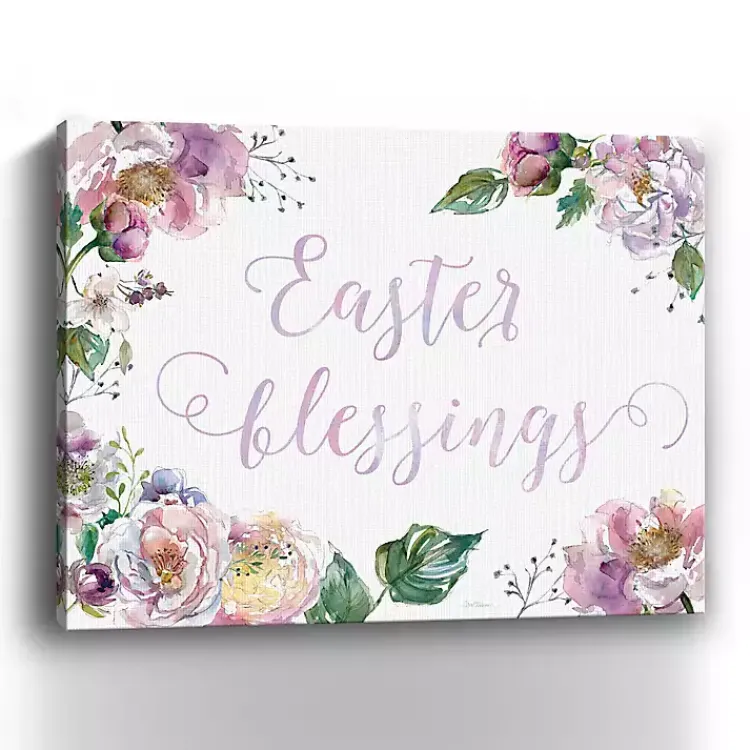 Easter Decorations>Kirklands Home Easter Blessings Floral Canvas Art Print
