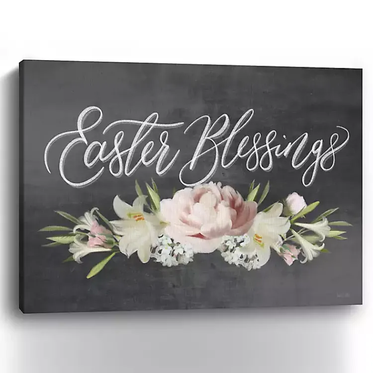 Easter Decorations>Kirklands Home Easter Blessings Floral Chalk Canvas Art Print