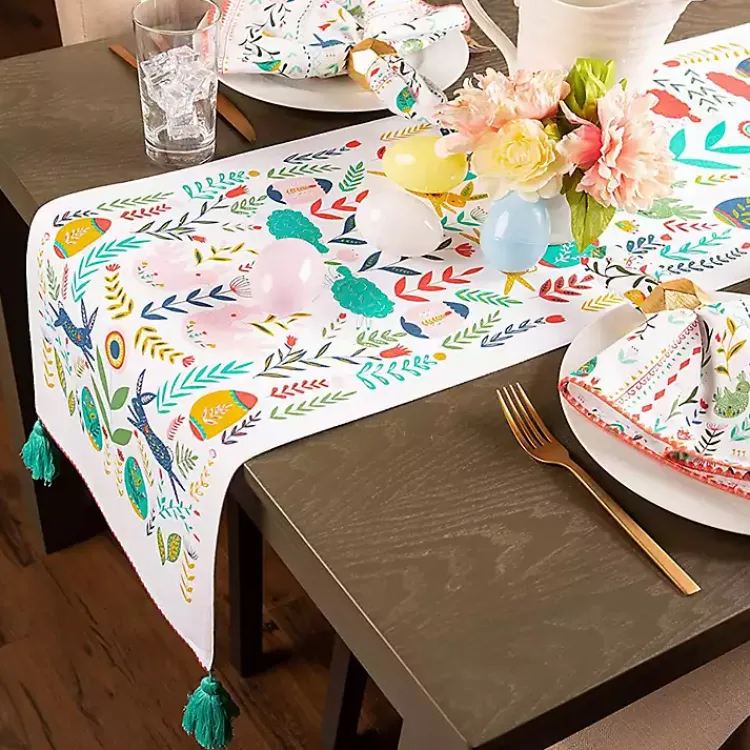 Easter Decorations>Kirklands Home Easter Garden Folk Table Runner, 72 in.