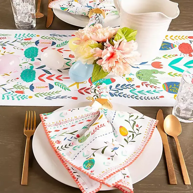 Easter Decorations>Kirklands Home Easter Garden Folk Table Runner, 72 in.
