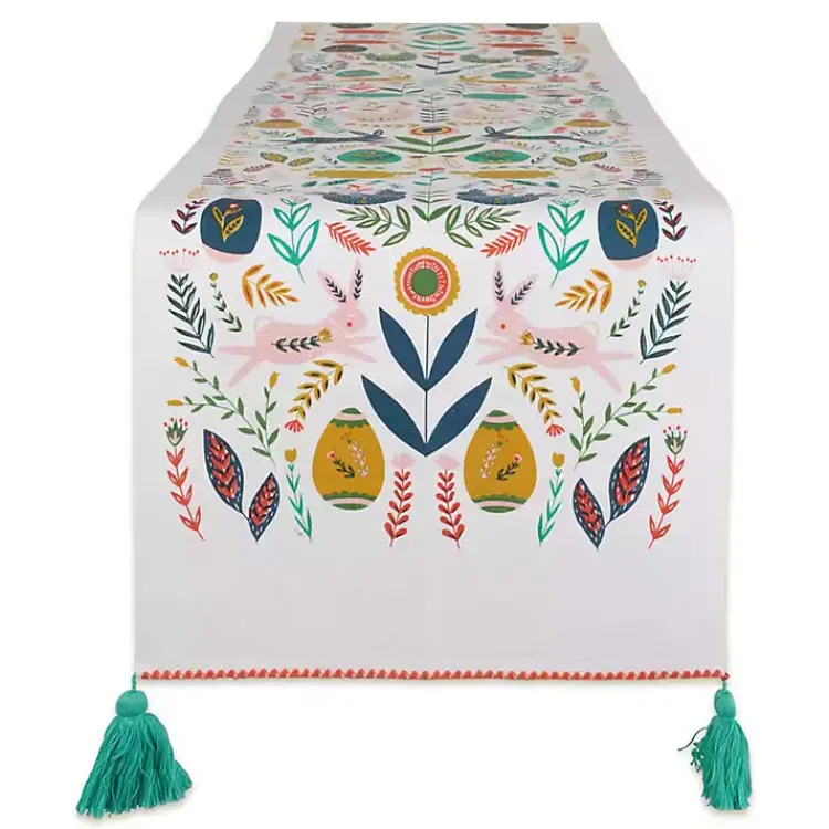 Easter Decorations>Kirklands Home Easter Garden Folk Table Runner, 108 in.