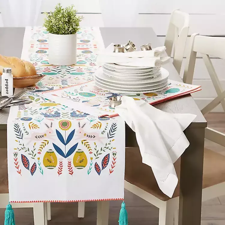Easter Decorations>Kirklands Home Easter Garden Folk Table Runner, 108 in.