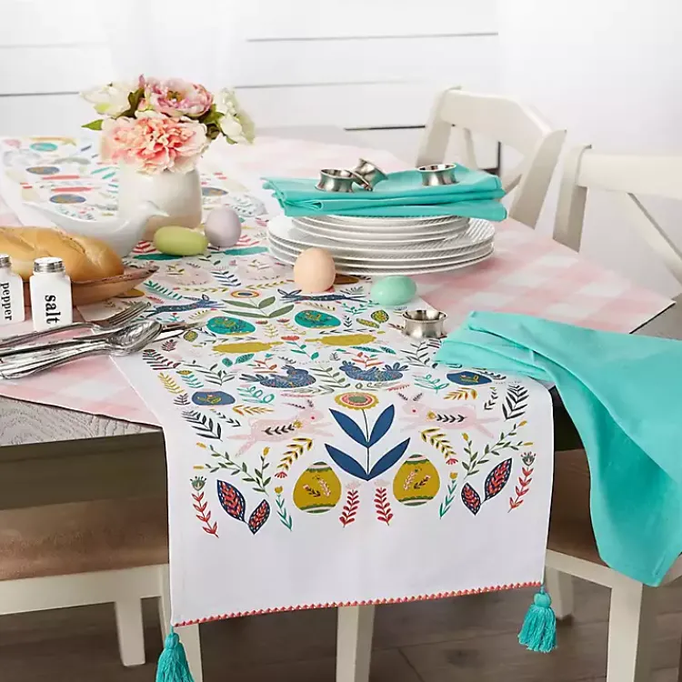 Easter Decorations>Kirklands Home Easter Garden Folk Table Runner, 108 in.