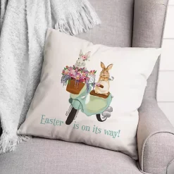 Easter Decorations>Kirklands Home Easter is on its Way Bunnies Scooter Pillow Multi