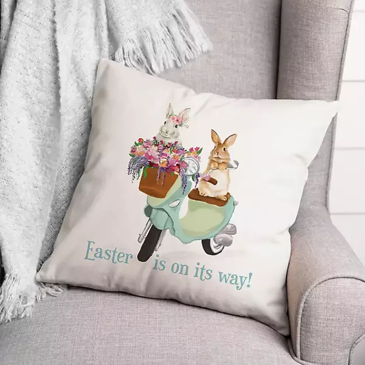 Easter Decorations>Kirklands Home Easter is on its Way Bunnies Scooter Pillow Multi