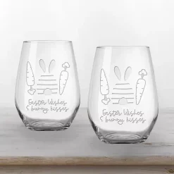 Easter Decorations>Kirklands Home Easter Wishes Engraved 2-pc. Wine Glass Set Clear