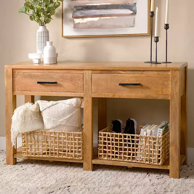 Kirklands Home Easton Mango Wood Console Table Brown Discount