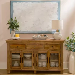 Kirklands Home Easton Mango Wood 4-Door Cabinet Discount