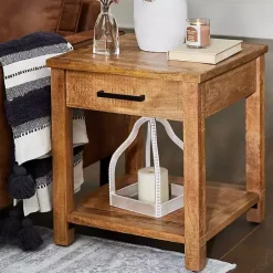 Kirklands Home Easton Mango Wood Side Table Brown Online