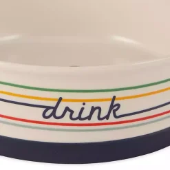 Kirklands Home Eat & Drink Large Striped Pet Bowls, Set of 2 Multi New