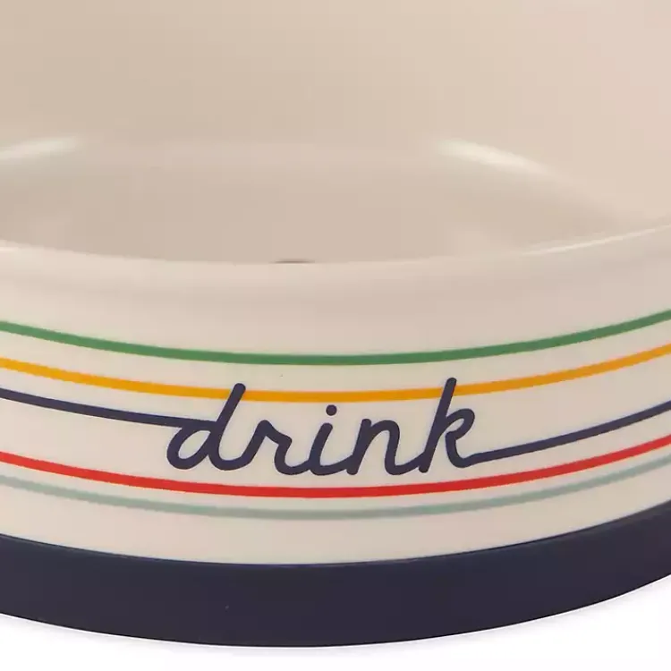 Kirklands Home Eat & Drink Large Striped Pet Bowls, Set of 2 Multi New