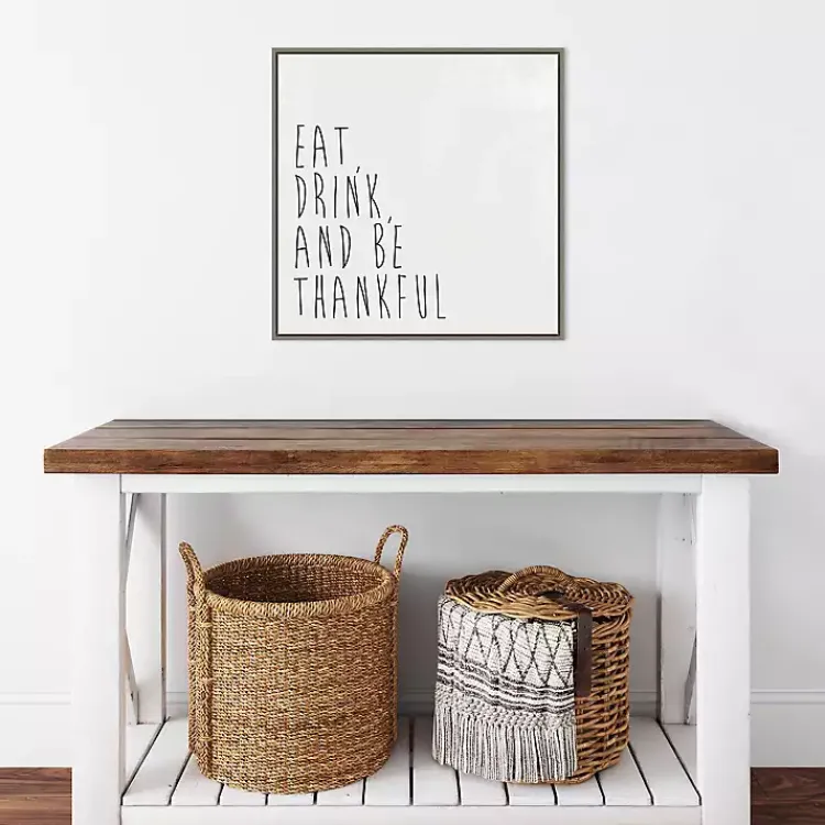 Fall>Kirklands Home Eat Drink Be Thankful Framed Canvas Art Print