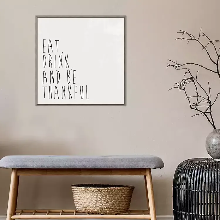Fall>Kirklands Home Eat Drink Be Thankful Framed Canvas Art Print