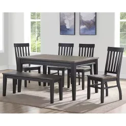 Kirklands Home Ebony and Driftwood Two-Tone Bench Black Best