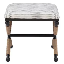Kirklands Home Eclectic Black and White Striped X Frame Bench Outlet