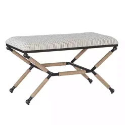 Kirklands Home Eclectic Black and White Striped X Frame Bench Sale