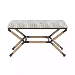 Kirklands Home Eclectic Black and White Striped X Frame Bench Sale