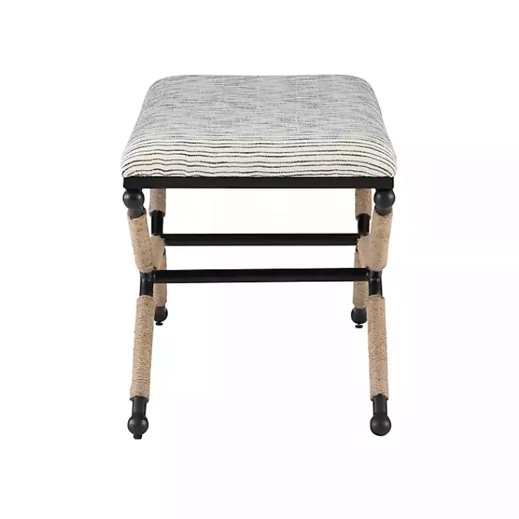 Kirklands Home Eclectic Black and White Striped X Frame Bench Sale
