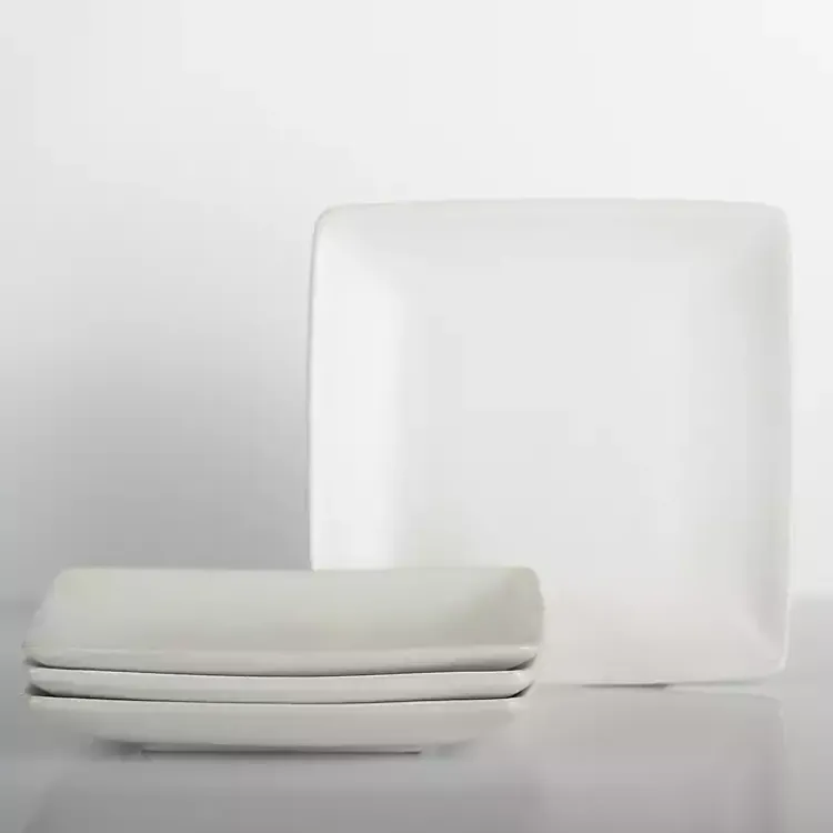 Kirklands Home Ecru Square Simple Things Salad Plates, Set of 4 White Outlet