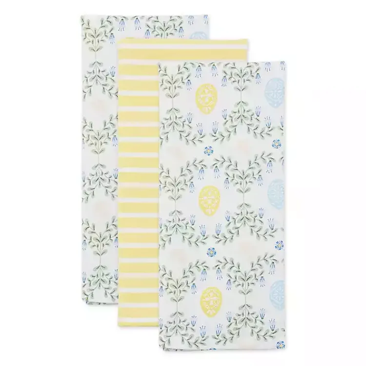 Easter Decorations>Kirklands Home Eggs and Greenery Kitchen Towels, Set of 3