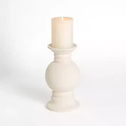 Candle Holders>Kirklands Home Eggshell Ceramic Pillar Candle Holder, 12 in. White