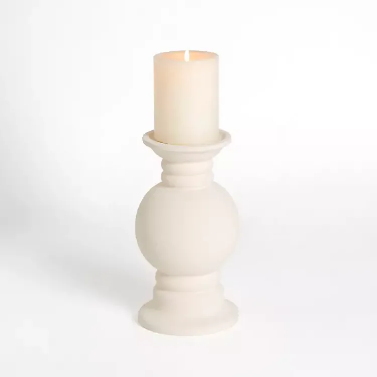 Candle Holders>Kirklands Home Eggshell Ceramic Pillar Candle Holder, 12 in. White