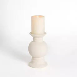 Candle Holders>Kirklands Home Eggshell Ceramic Pillar Candle Holder, 10 in. White