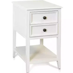 Kirklands Home Eggshell Slim Side Table with Shelf White Online