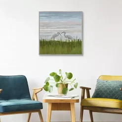 Kirklands Home Egret Meeting Framed Canvas Art Print Multi New