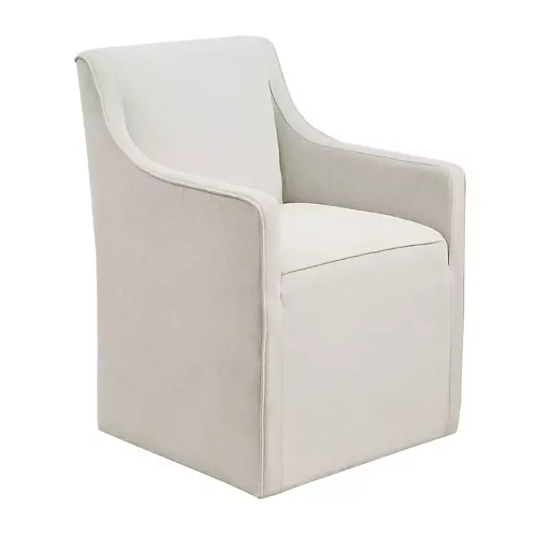 Kirklands Home Elaine Cream Upholstered Skirted Dining Chair White Hot