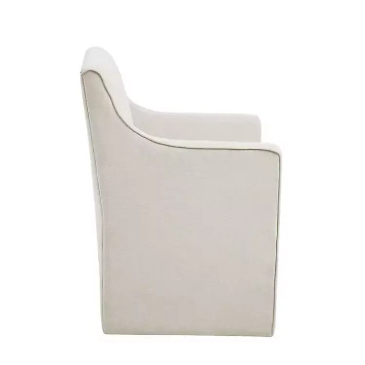 Kirklands Home Elaine Cream Upholstered Skirted Dining Chair White Hot